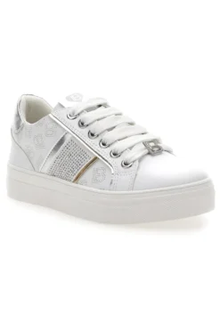 Sneakers Bianche con Tomaia Liscia e Dettagli Glitterati LAURA BIAGIOTTI L8327