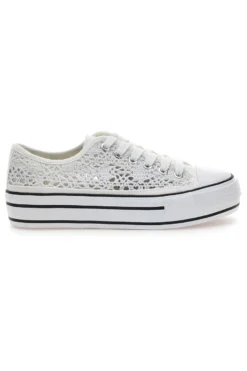 Sneakers Bianche Con Trama Ricamata e Flatform Energy 108