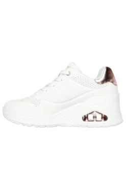 Sneakers bianche con zeppa e dettagli metallici Skechers UNO Wedge Hi Steps