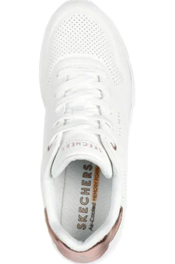 Sneakers bianche con zeppa e dettagli metallici Skechers UNO Wedge Hi Steps
