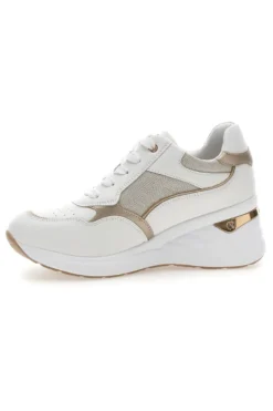 Sneakers bianche con zip e dettagli oro Inblu 488IN