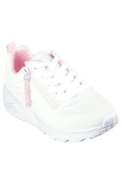 Sneakers bianche con zip laterale e platform Skechers Uno Lite Easy Zip