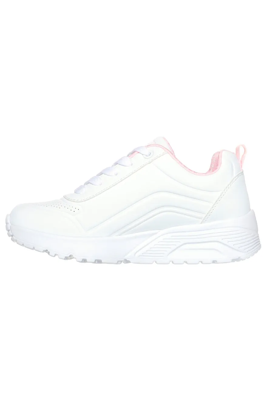 Sneakers bianche con zip laterale e platform Skechers Uno Lite Easy Zip