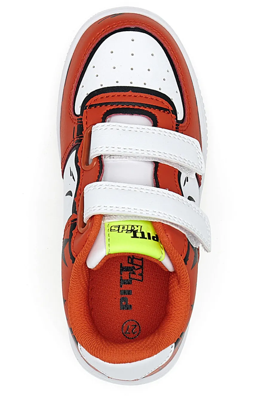Sneakers Bianche e Arancioni Con Strappi Pitt Kids 201195