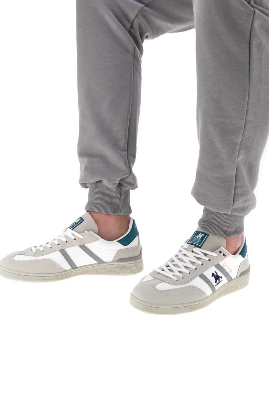 Sneakers Bianche e Beige con Dettagli Verdi U.S.G.POLO WOODY LTX