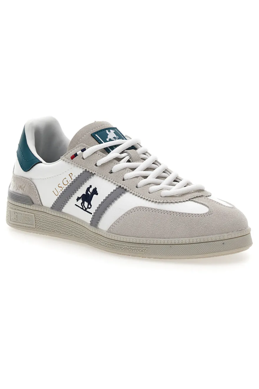 Sneakers Bianche e Beige con Dettagli Verdi U.S.G.POLO WOODY LTX