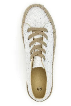 Sneakers Bianche e Beige Con Trama Ricamata e Flatform Energy 126