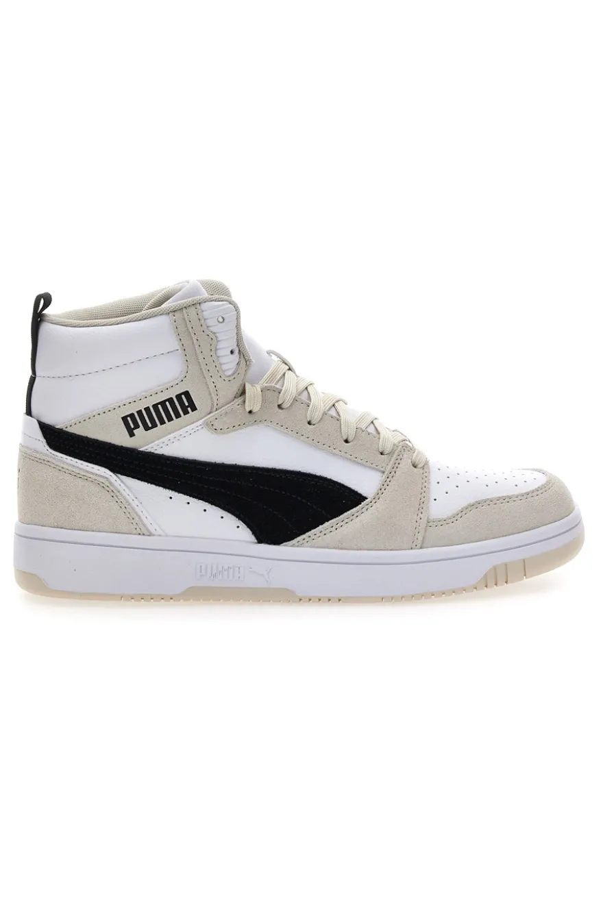 Sneakers bianche e beige mid-cut inserti a contrasto Puma Rebound V6 SD
