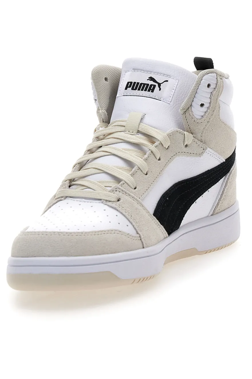 Sneakers bianche e beige mid-cut inserti a contrasto Puma Rebound V6 SD
