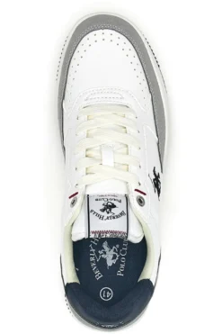 Sneakers bianche e grigie con inserti navy Beverly Hills Polo BHM524201