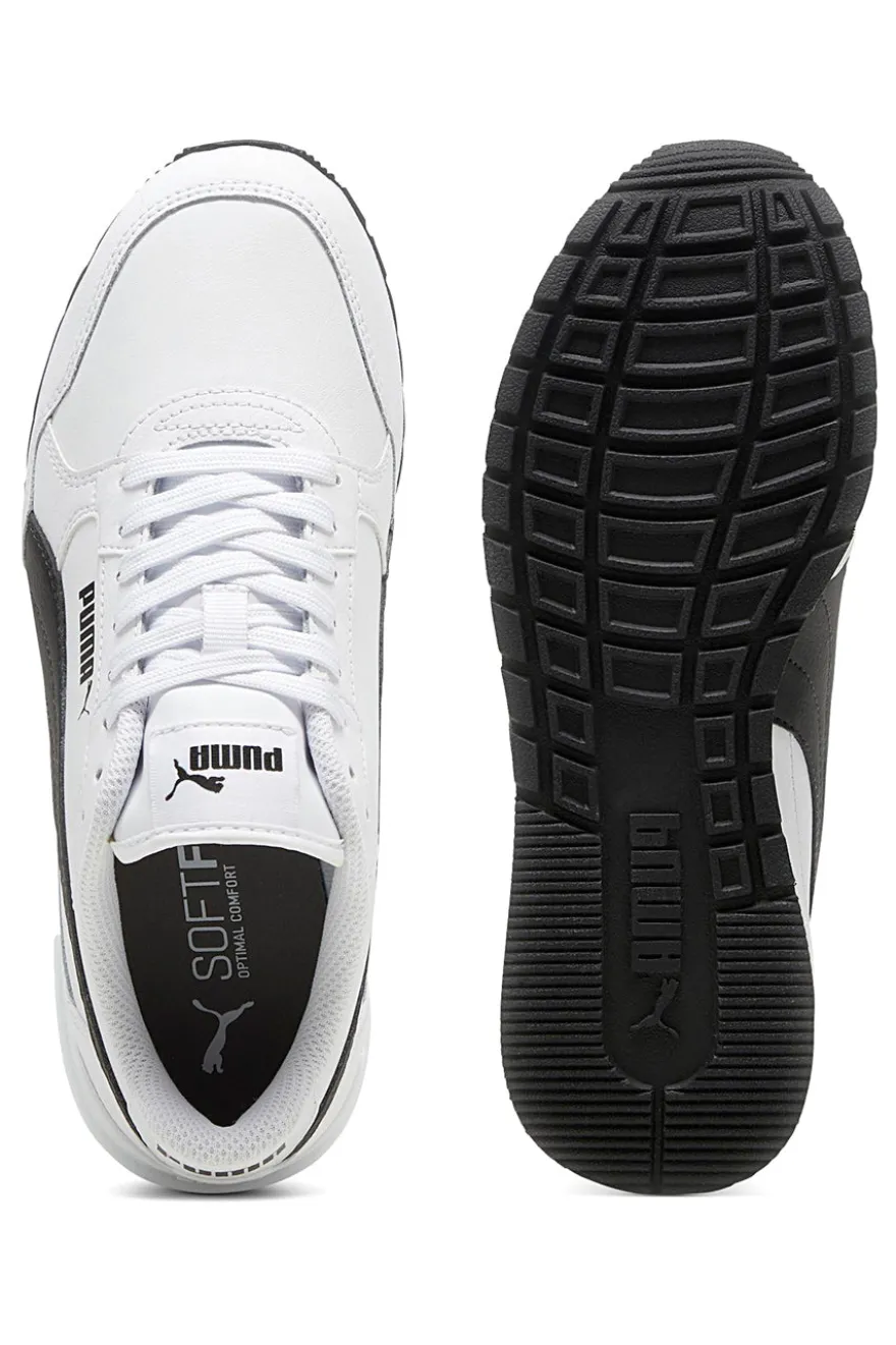 Sneakers Bianche e Nere con Tomaia in Pelle Puma ST Runner v4 L Jr