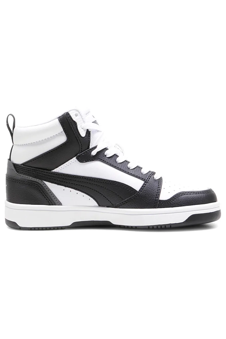 Sneakers bianche e nere mid-cut in materie sintetiche Puma Rebound V6 Mid Jr