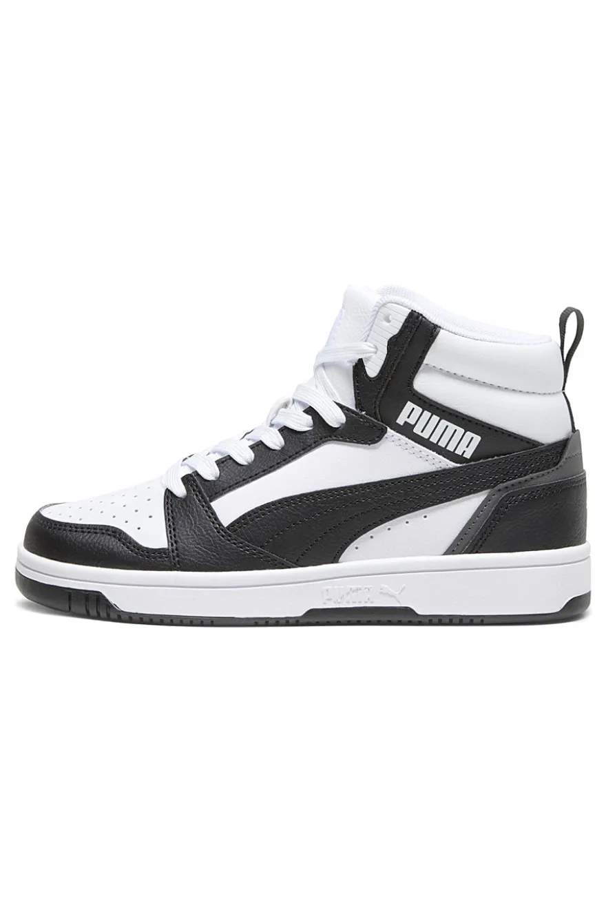 Sneakers bianche e nere mid-cut in materie sintetiche Puma Rebound V6 Mid Jr