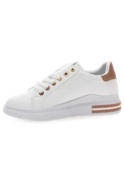 Sneakers bianche e rosa con lacci CAFE' COST BK2450