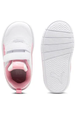 Sneakers bianche e rosa con strappo e dettagli a pois Puma Courtflex V3 Dotty V Inf
