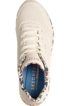 Sneakers bianche fantasia floreale con suola ad aria e lacci fissi Skechers Uno Safari Time