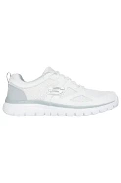 Sneakers bianche in pelle e mesh con soletta memory foam Skechers Burns Agoura da Uomo