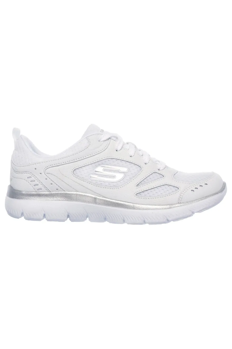 Sneakers bianche in pelle e mesh con Memory Foam Skechers Summits Suited