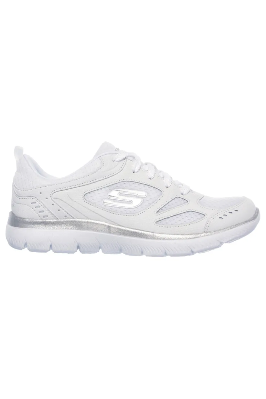 Sneakers bianche in pelle e mesh con Memory Foam Skechers Summits Suited