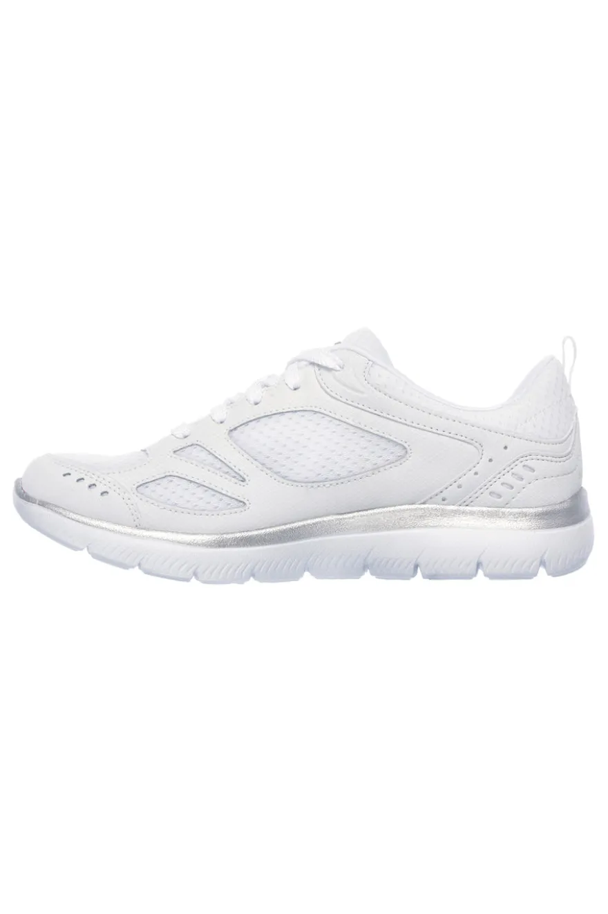 Sneakers bianche in pelle e mesh con Memory Foam Skechers Summits Suited