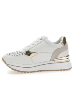 Sneakers bianche traforate con dettagli oro e zeppa Inblu 478IN