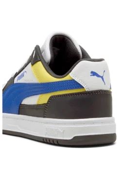 Sneakers bianche verdi blu e gialle stile court Puma Caven III Block Jr
