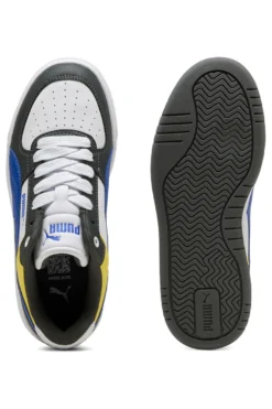 Sneakers bianche verdi blu e gialle stile court Puma Caven III Block Jr