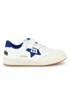 Sneakers bianco con strappi e inserti blu Mkids MJ6006