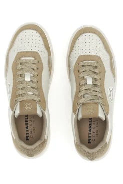 Sneakers Bianco e Beige platform in pelle Pittarello capsule Casey