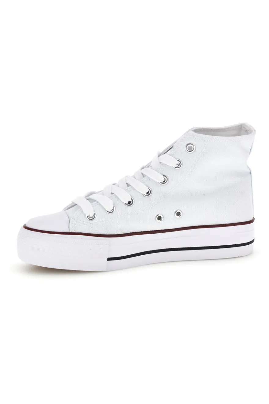 Sneakers bianco in tela stringate alte 2t2l 8012