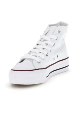 Sneakers bianco in tela stringate alte 2t2l 8012