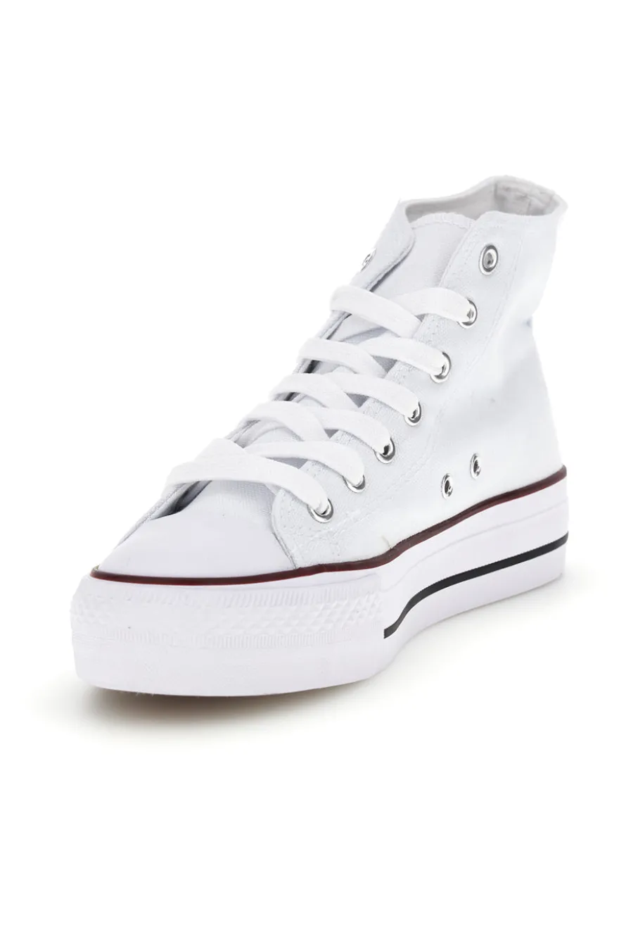 Sneakers bianco in tela stringate alte 2t2l 8012