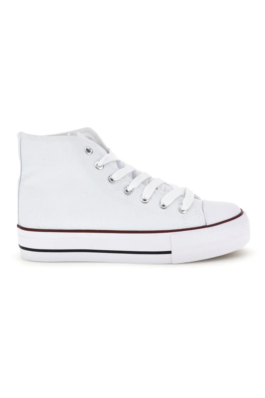 Sneakers bianco in tela stringate alte 2t2l 8012