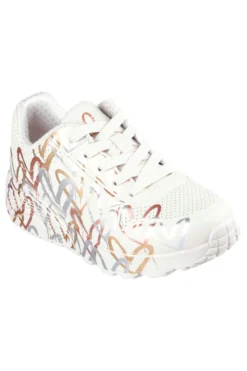 Sneakers bianco naturale con cuori metallici Skechers Uno Lite Metallic Love