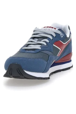 Sneakers blu con dettagli bordeaux e suola retro running Diadora N 92