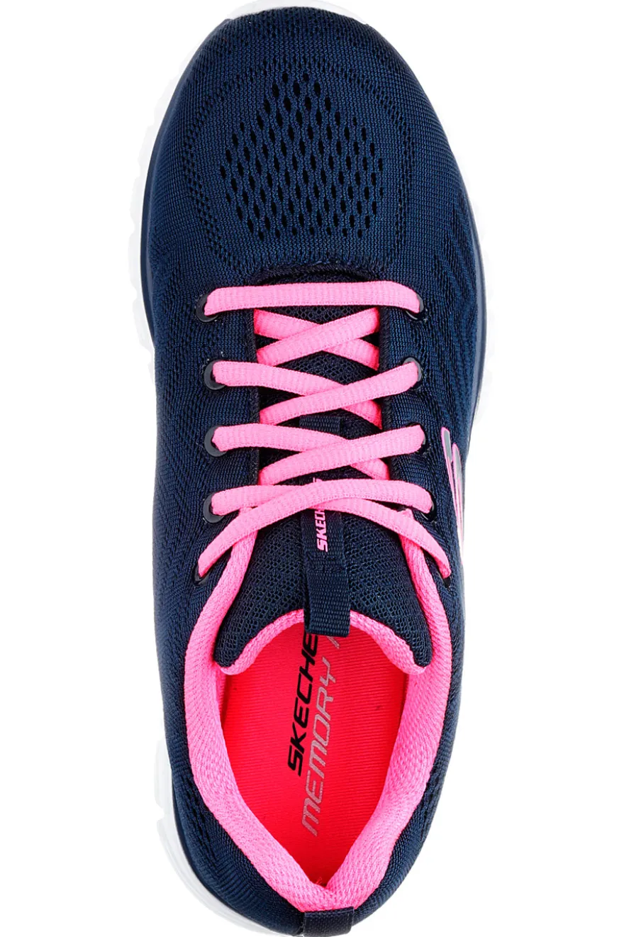Sneakers blu con dettagli rosa in mesh e Memory Foam Skechers Graceful Get Connected