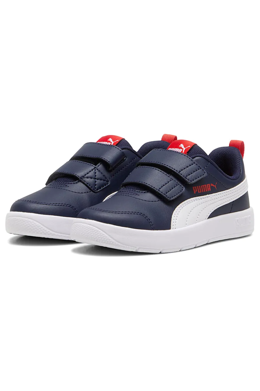 Sneakers blu con doppio strappo e dettagli bianchi Puma Courtflex V3 V PS