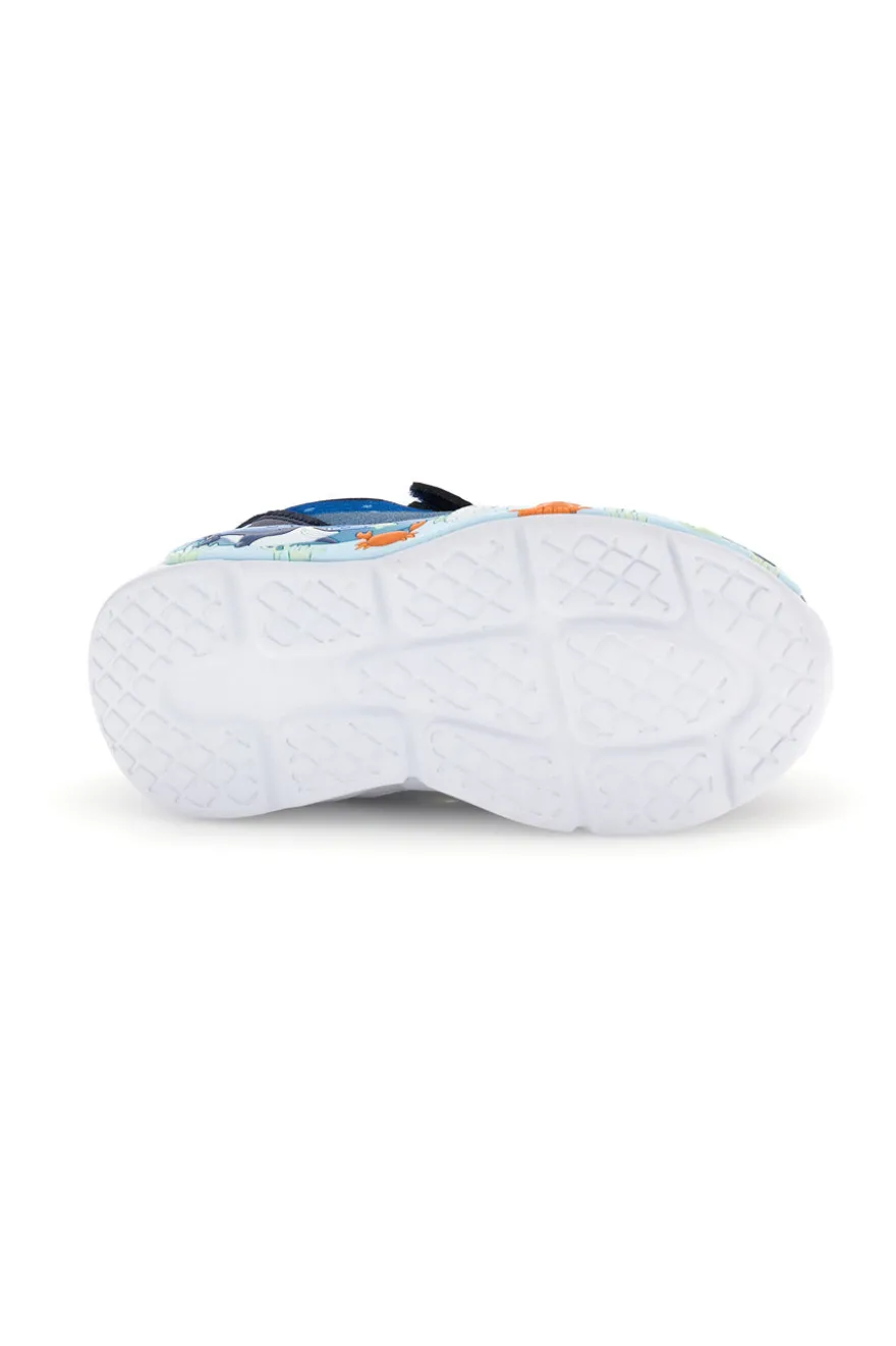 Sneakers blu con strappo, luci e dettagli marini M kids MJ6031