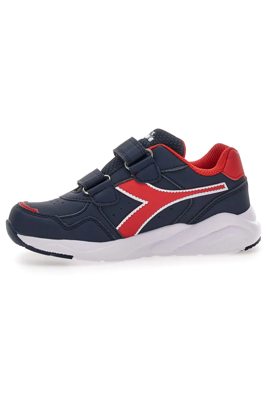 Sneakers blu e rosse con doppio strappo Diadora Falcon 5 SL JR V