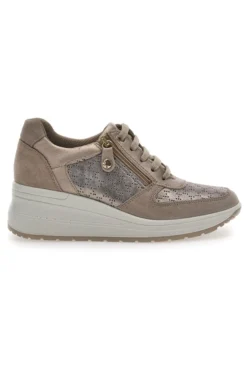 Sneakers Bronzo In Pelle Con Zeppa Imac 555740