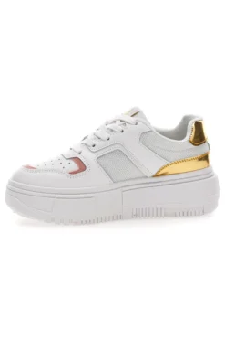 Sneakers con Flatform Lancetti 01 Bianche e Oro
