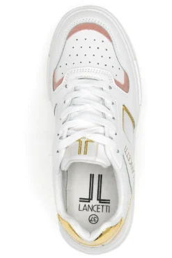 Sneakers con Flatform Lancetti 01 Bianche e Oro