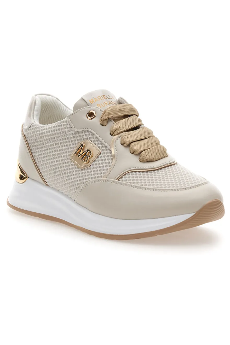 Sneakers Crema con Dettagli Oro e Platform MARIELLA BURANI 51021