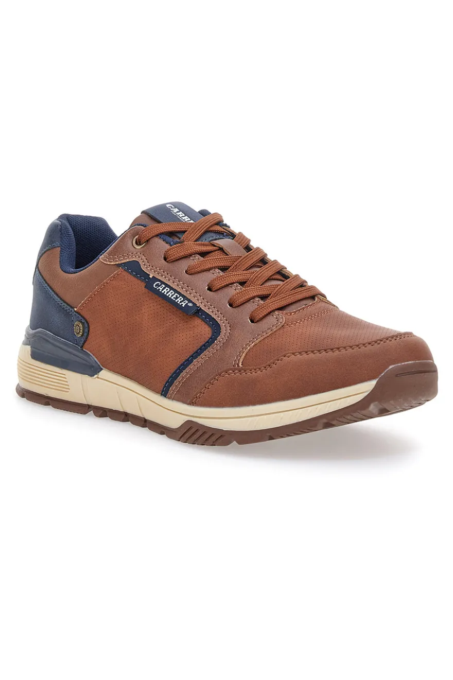 Sneakers cuoio con inserti blu Carrera CAM412046438