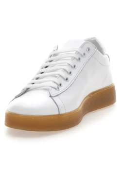 Sneakers da uomo bianco in pelle con suola gum Ptr 3000