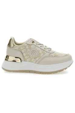 Sneakers Flatform Beige con Logo e Dettagli Dorati Laura Biagiotti 8917