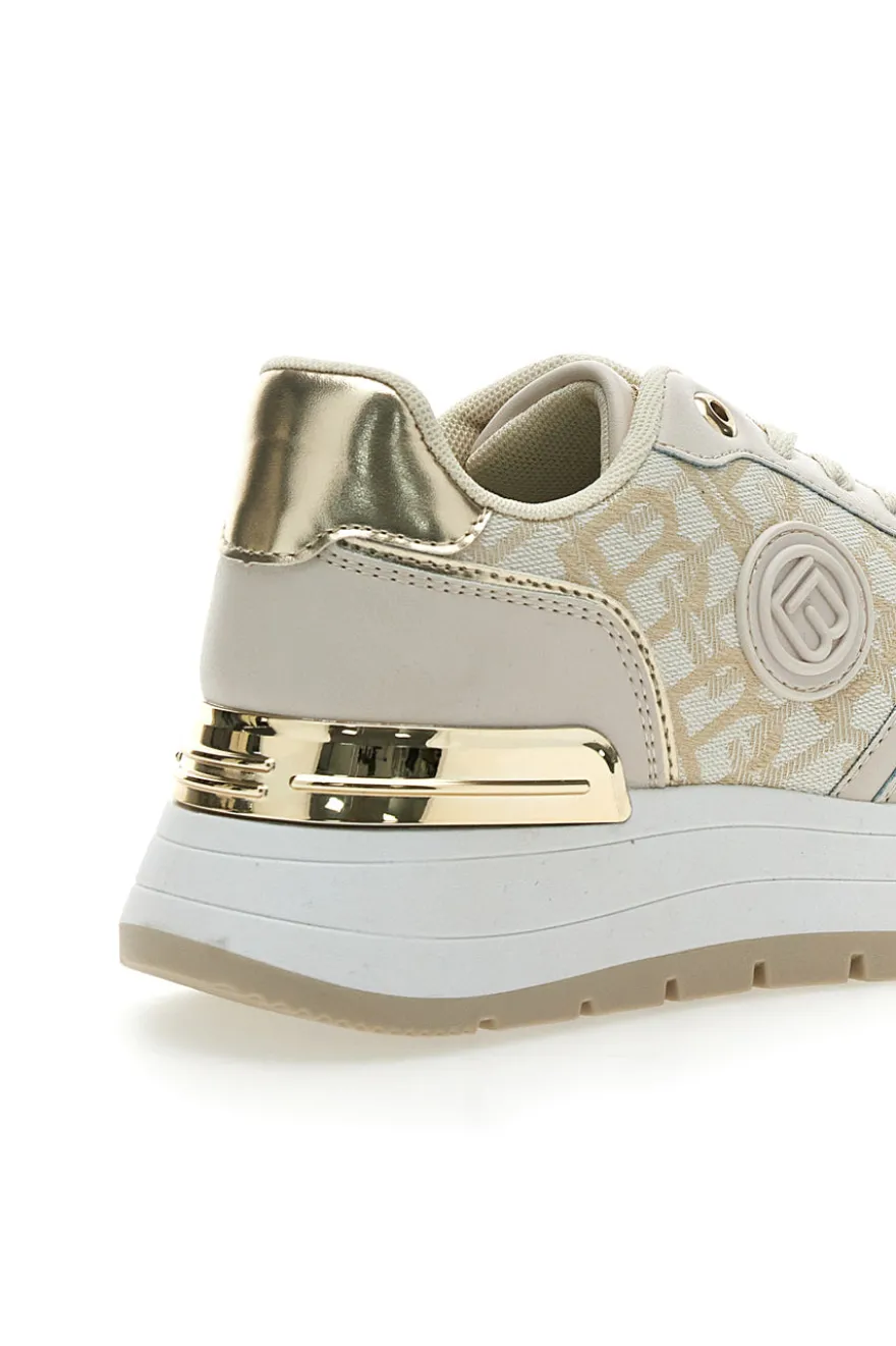 Sneakers Flatform Beige con Logo e Dettagli Dorati Laura Biagiotti 8917