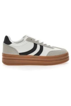 Sneakers Flatform Bianche con Dettagli Nerti Cafè Cost BKTZ3003
