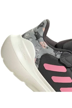 Sneakers grigie con dettagli rosa e chiusura a strappo Adidas Tensaur Run 3.0 El C