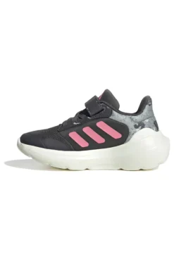 Sneakers grigie con dettagli rosa e chiusura a strappo Adidas Tensaur Run 3.0 El C